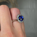 "Calvionyx" Blue Sapphire 3.11 Carat Cushion Mixed Cut Lab Grown Diamond Engagement Ring RAM1255R