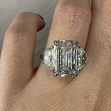 "Precious" Emerald Cut 3 Carat Trilogy Platinum Engagement Ring
