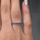 "Zireva" Blue Sapphire 0.5 Carat Natural Diamond Half Eternity Ring HR73