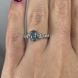 "Kade" Oval Cut 2 Carat Blue Diamond Shoulder Engagement Ring DSOC14