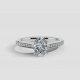 "Vivien" 1 Carat Oval Cut Diamond Channel Set Diamond Shoulder Engagement Ring DSOC09