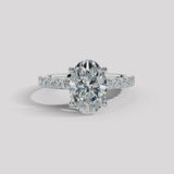 "Angy" 3 Carat Oval Cut Diamond Pave Set Diamond Shoulders Engagement Ring