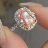 "Altheris" Pink 2 Carat Elongated Cushion Cut Lab Grown Diamond Shoulder Engagement Ring HLM428