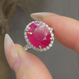 "Zektriel" Pink 5.78 Carat Oval Cut Lab Grown Diamond Shoulder Engagement Ring HLR18