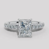 "Mimi" Hidden Under Halo 5 Carat Radiant Cut Diamond Shoulder Engagement Ring