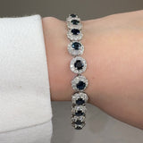 Round Brilliant Shape 8.5 Carat Sapphire Center Featuring Diamond Halo Bracelet BRHARBS