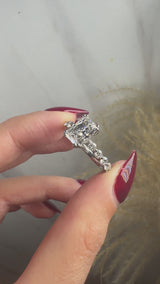 "Ethena" Radiant Cut 4 carat Diamond Shoulder Engagement Ring