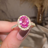 "Esme" Halo Oval Cut Diamond Shoulders Engagement Ring