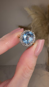 "Juliana" Aquamarine Oval Cut Halo Diamond Engagement Ring