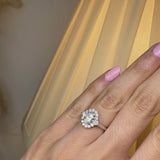 "Lina" Oval Cut 1 carat halo Platinum Engagement Ring HAOC01