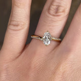 "Halle" 1 Carat Oval Cut Diamond Irregular Twist Diamond Shoulders Engagement Ring