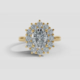 "Lina" Oval Cut 1 carat halo Platinum Engagement Ring HAOC01