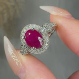 "Luvira" Oval Cut Ruby 1.84 Carat Natural Diamond Shoulder Engagement Ring HR1349
