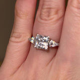 "Liliana" Three Stone Cushion Cut and Pear Cut Diamond Trilogy Engagement Ring 3SCC02