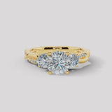 "Hudson" Round Cut 2 Carat Trilogy Diamond Shoulder Engagement Ring 3SRB07