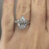 "Viney" Pear Cut 5 Carat Trilogy Platinum Engagement Ring