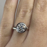 "Oliana" Round Cut 2 Carat Solitaire in Bezel Platinum Engagement Ring SSRB21