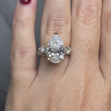 "Eli" 5 Carat Three stone Pear Shape Diamond Trilogy Matching Bridal Set Engagement Ring