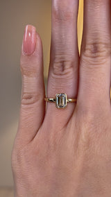 "Gracey" Solitaire Emerald Cut Bezel Diamond Engagement Ring