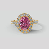 "Esme" 1.50 Carat Halo Oval Cut Diamond Shoulders Engagement Ring