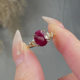 "Virexa" Ruby 2.08 Carat Oval Cut Natural Diamond Shoulder Engagement Ring HM2037