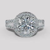 "Nova" 1 carat Halo Round Brilliant Cut Diamond Double Row Split Diamond Shoulder Engagement Ring HARB10