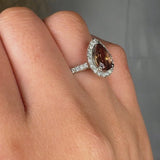 "Vireon" Brown Sapphire 1.2 Carat Pear Cut Natural Diamond Shoulder Engagement Ring HR1472