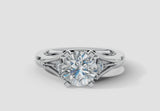 "Kayle" Round Cut 1.5 Carat Trilogy Platinum Engagement Ring 3SRB04