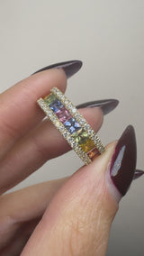 Diamond And Multi Coloured Sapphires Ring