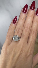 "Linda" Three Stone Radiant Cut with Emerald Cut Diamond Trilogy Engagement Ring