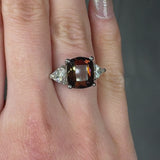 "Arvessa" Pink Tourmaline 5.77 Carat Cushion Cut Lab Grown Diamond Trilogy Engagement Ring HLR54