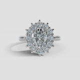 "Lina" Oval Cut 1 carat halo Platinum Engagement Ring HAOC01