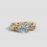 "Penelope" Rose Floral Under Halo Hidden 1.25 Carat Round Brilliant Cut Diamond Yellow Gold Engagement Ring