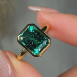 "Zirexen" Green 3 Carat Emerald Cut Lab Grown Diamond Engagement Ring HLR526