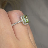 "Zyro" Green 2.01 Carat Emerald Cut Lab Grown Diamond Shoulder Engagement Ring RAM829M