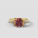 "Moondust" Oval Cut 1.5 Carat Diamond Shoulder Fancy Vivid Lab Grown Pink Yellow Gold Engagement Ring DSOC10