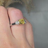"Novaryn" Yellow 1.1 Carat Cushion Cut Trilogy Lab Grown Diamond Engagement Ring HLR438
