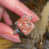 "Cali" Trilogy Pink Elongated Cushion Cut Lab Diamond Tapered Shoulder Engagement Ring