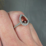 "Zyra" 1.00 Carat Pear Cut Brown Sapphire Natural Diamond Shoulder Engagement Ring HR1471