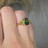 "Azyraen" Green 2.01 Carat Elongated Cushion Trilogy Lab Grown Diamond Engagement Ring HLR460