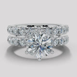 "Jennifer" 1.60 carat Round Brilliant Cut Diamond Matching Bridal Set Eternity Engagement Ring