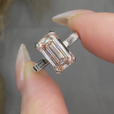 "Elarion" Pink 2.3 Carat Emerald Cut Trilogy Lab Grown Diamond Engagement Ring HLD1113