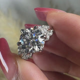 "Rosa" Round Cut 3 Carat and Marquise Diamond Shoulder Engagement Ring
