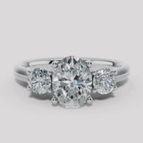 "Adelaide" Three Stone Oval and Round Brilliant Trilogy Diamond Engagement Ring 3SOC07