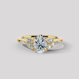 "Fiona" Oval Cut 0.70 Diamond Shoulder 18K Yellow Gold Engagement Ring
