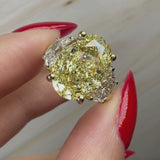 "Lion" Oval Cut 5.5 Carat Lab Grown Trilogy Yellow Gold Engagement Ring