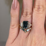 "Skye" Bridal Set Blue Cut Diamond Shoulders Eternity Engagement Ring