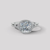 "Hope" Cushion Cut 3 Carat Trilogy Platinum Engagement Ring 3SCC04