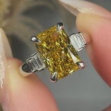 "Elyzith" Yellow 2.02 Carat Radiant Cut Trilogy Lab Grown Diamond Engagement Ring HLM513
