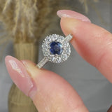 "Avyra" Blue Sapphire 0.46 Carat Round Cut Natural Diamond Shoulder Engagement Ring HM1198